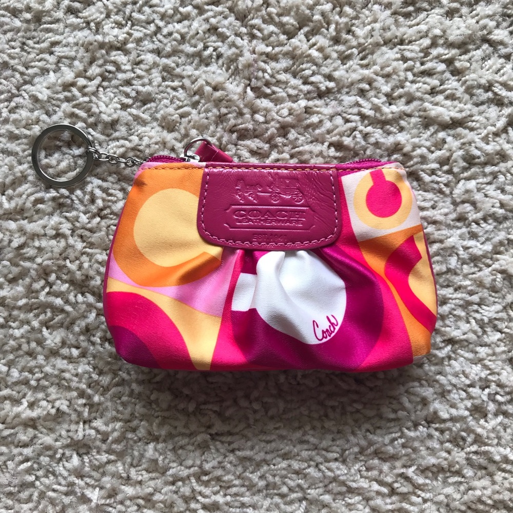 New Coach 42342 Vday Scarf Satin Mini Coin Purse